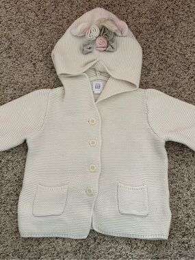 GAP Baby Cream Knit Unicorn 🦄 Hooded Cardigan